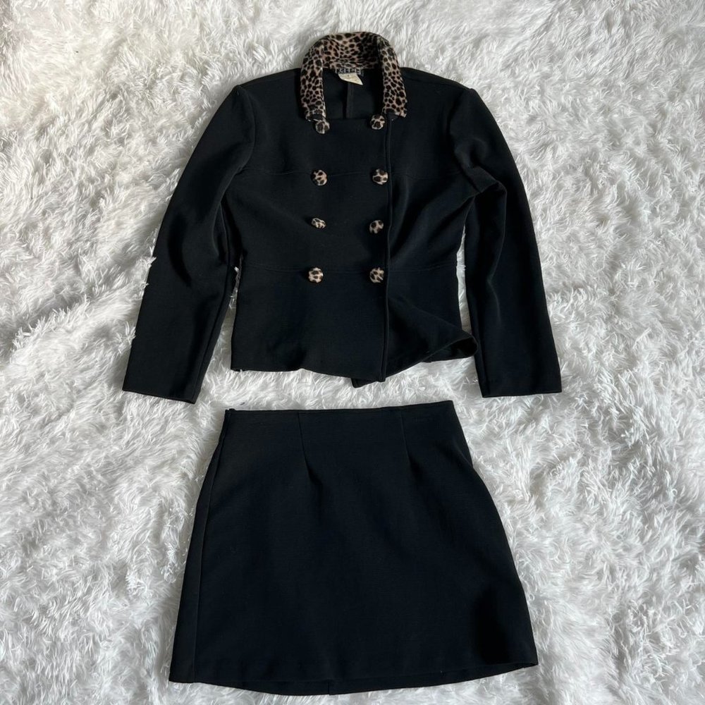 City Triangles Women's Black and Brown Dress wo piece jacket skirt set size 7